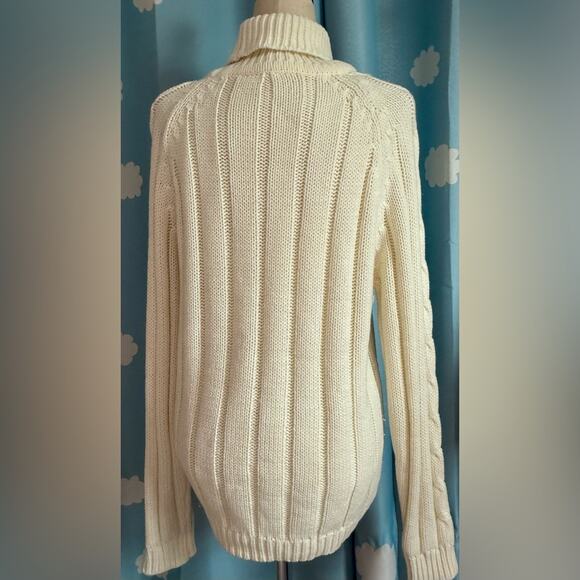 White wool fisherman sweater turtleneck- M - Picture 3 of 4